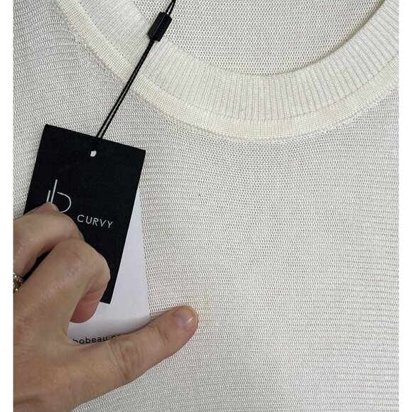 B Collection by Bobeau Curvy Gray Striped Long Sleeve Ivory Sweater 2x NWT - Picture 5 of 9